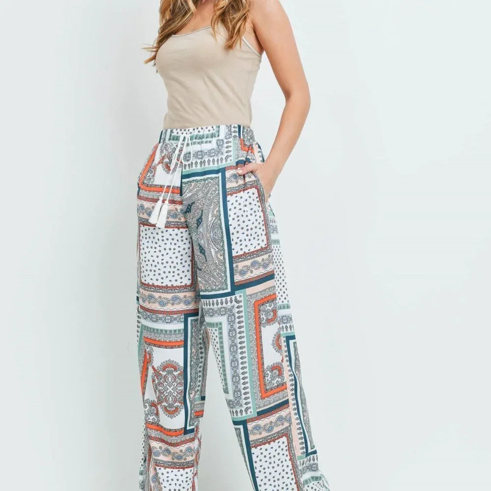 Womens Mutli-Color Aztec Pattern Pants - Picture 3 of 5